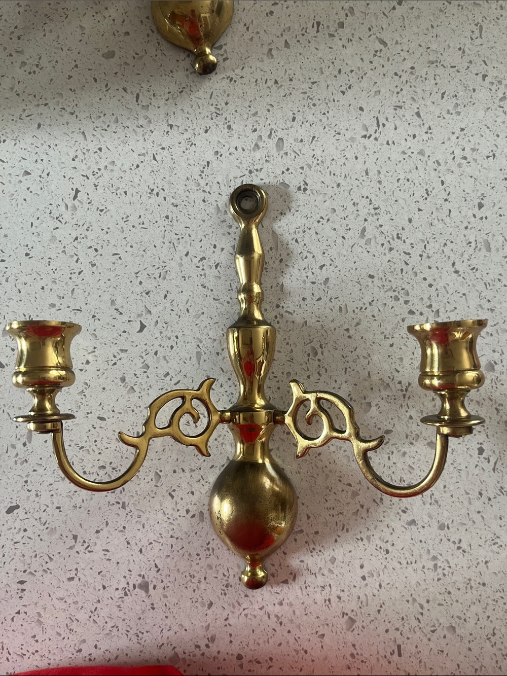 Brass Two-Arm Wall Candle Sconce - Solid Brass